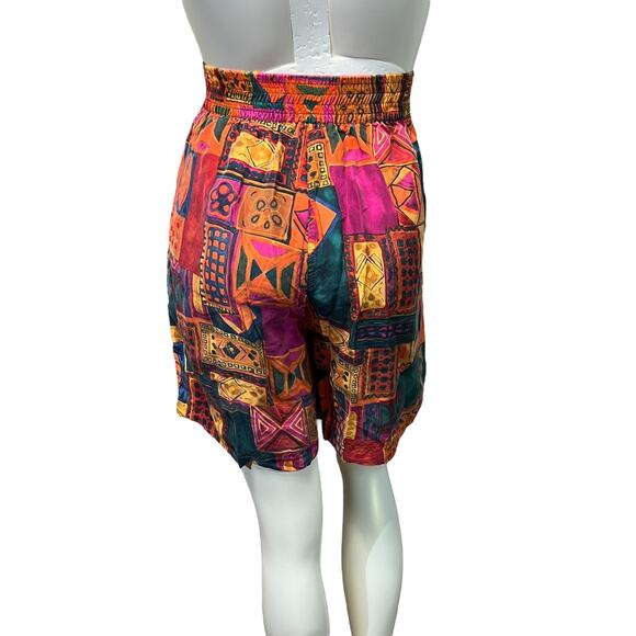 Studio New York 100% Silk High-Waisted Shorts Vintage Abstract Geometric Size S - Picture 4 of 9